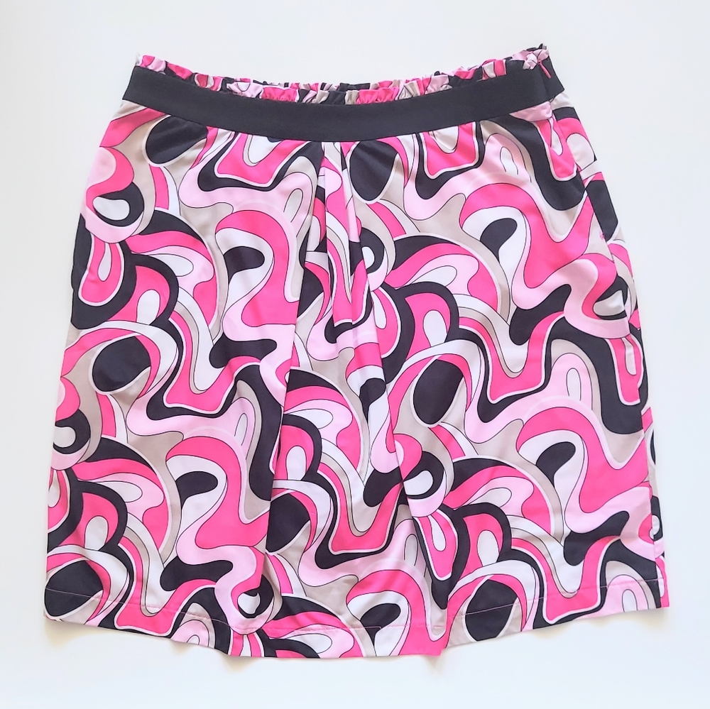 Fairway & Greene Martha Pucci Side Zip Golf Skort Womens Size 6 Pink Black Print